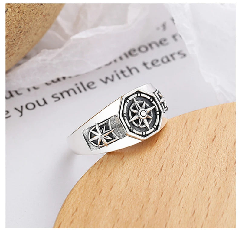 Fashion Simple Poseidon Star Rings For Women Retro Retro Hip-hop Copper Opening Index Finger Ring Gothic Jewelry Accessories Gif
