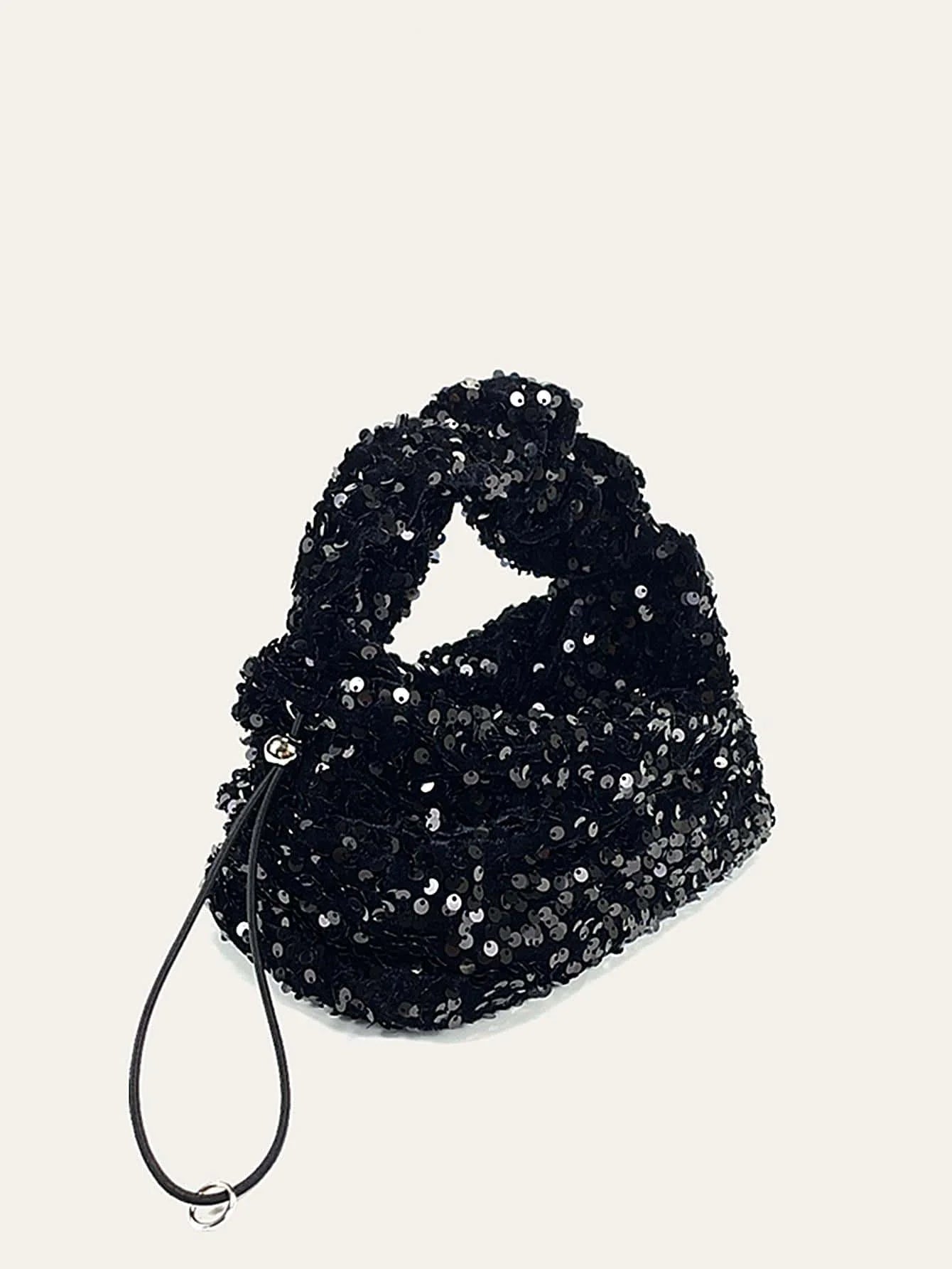 Fashionable blingbling handbag 2024 new fashion handbag black sequined handbag for women silver sequined shoulder armpit bag