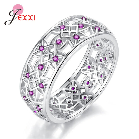 Fashion Retro Wide Finger Rings 925 Sterling Silver Statement Rings For Women/Girls Bohemia Style Hollow Out Ring Drop Shipping