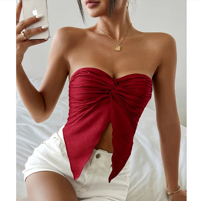 Summer New Fashion Design Hot Girl Sexy Slim Design Party Wear Knitted Tube Top
