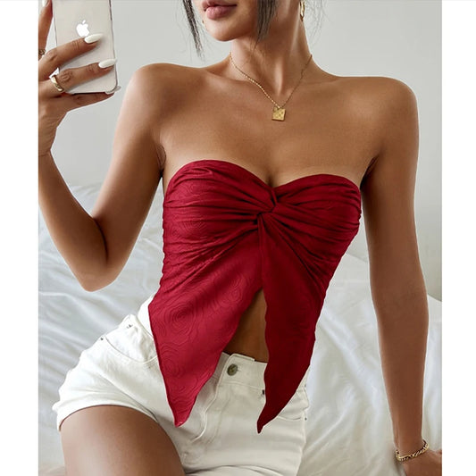 Summer New Fashion Design Hot Girl Sexy Slim Design Party Wear Knitted Tube Top