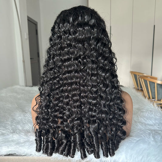 Burmese Curly Human Hair Wig Vietnamese Hair 13X6 Lace Front Wigs Human Hair 200% Density Transparent Lace Front Wig