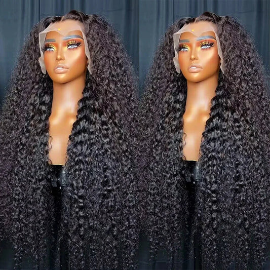 Deep Wave Human Hair Wig 13x4 4x4 Water Wave Transparent Lace Frontal Brazilian Virgin Pre Plucked 180% Density For Women