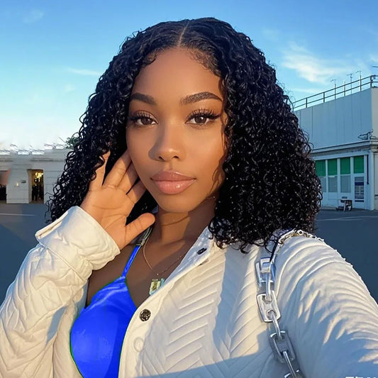 100% Human Hair Wig Deep Wave Bob Human Hair Lace Frontal Wig Deep Curly Wigs 13x4 Transparent Lace Front Wigs 4x4 Short Wigs