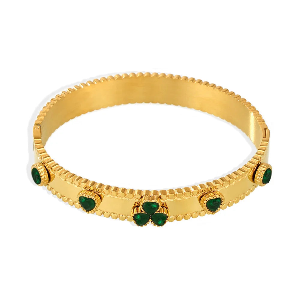 Women's Bracelet Gear Buckle Inlaid with Love Zircon Stainless Steel Fashion Versatile Jewelry Accessories