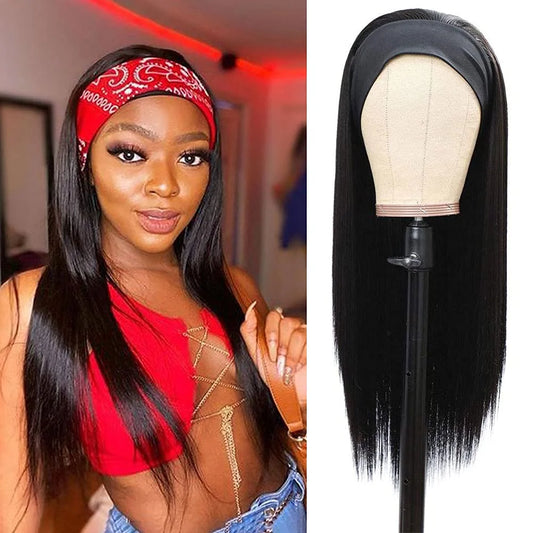 Brazilian Human Hair Wig Bone Straight Headband Wigs Human Hair For Women Full Machine Made Wigs Human Hair Lazy Gilrs Friendly