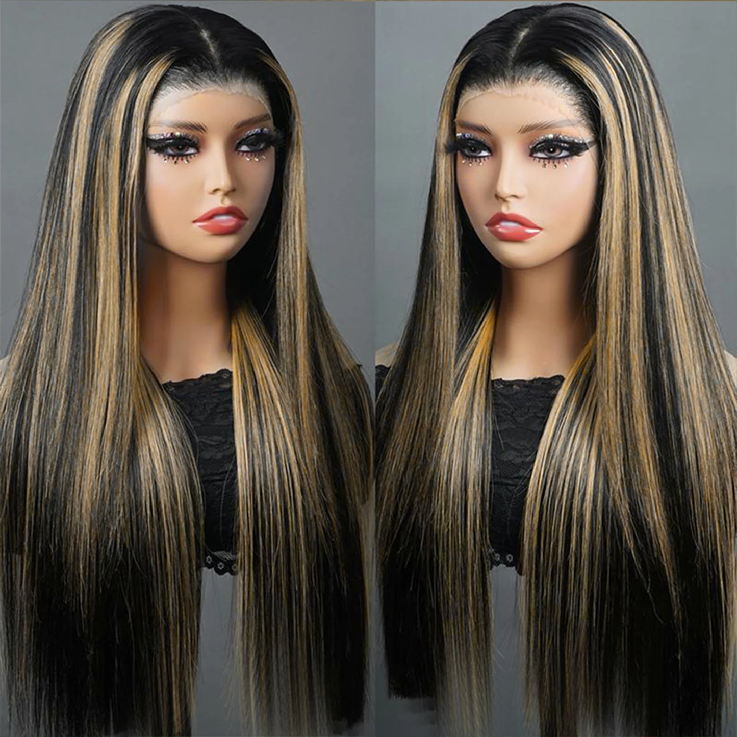 1B/27 Straight Highlight Wig Human Hair 30 Inch 13x4 HD Lace Frontal Wig 180 Density Natural Brazilian Hair Wig For Black Women