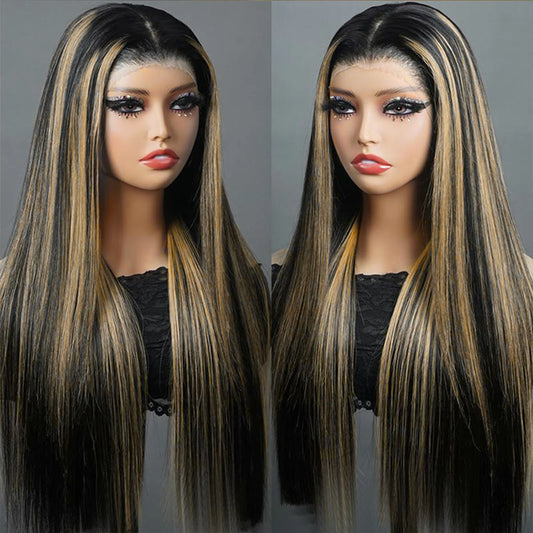 1B/27 Straight Highlight Wig Human Hair 30 Inch 13x4 HD Lace Frontal Wig 180 Density Natural Brazilian Hair Wig For Black Women