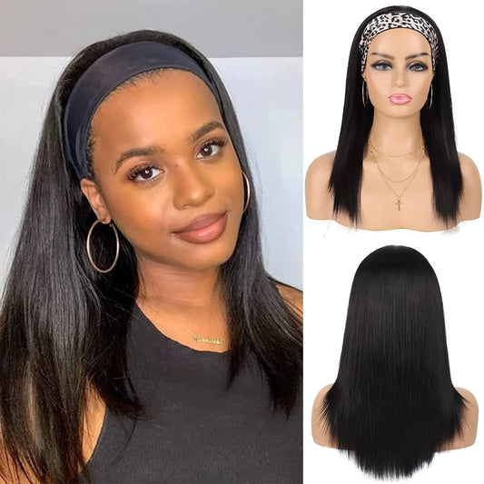 Straight Headband Human Hair Wig Straight Headband Wigs Human Hair Brazil Full Machine Made Wig On Sale 180% Density