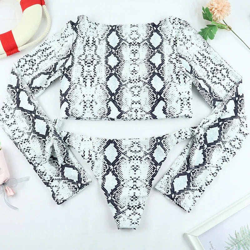 Sexy Women Swimsuit 2025 Bikinis Set Long Sleeve Swimwear Surfing Two Piece Swimsuit Tankini Swimming Bathing Suit Beach Wear