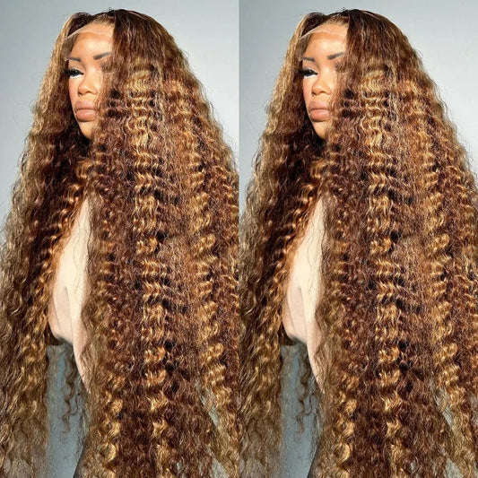 Highlight Wig Human Hair Deep Wave Frontal Wig 13x4 Water Wave Curly Lace Front Human Hair Wig For Women Colored Lace Wig