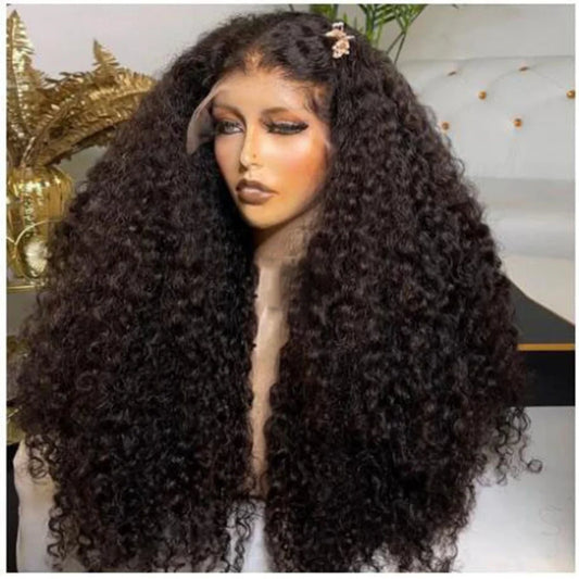 30inch Long Kinky Curly Human Hair Natural Black 13x6 HD Lace Front Wigs Brazilian Free Part Pre plucked with Baby Hair Glueless
