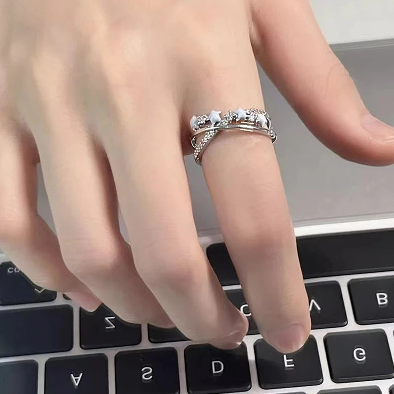 Fashion Irregular Star Rings For Women Girls Sweet Cool Rings Versatile Adjustable Opening Rings Jewelry Accessories Gifts