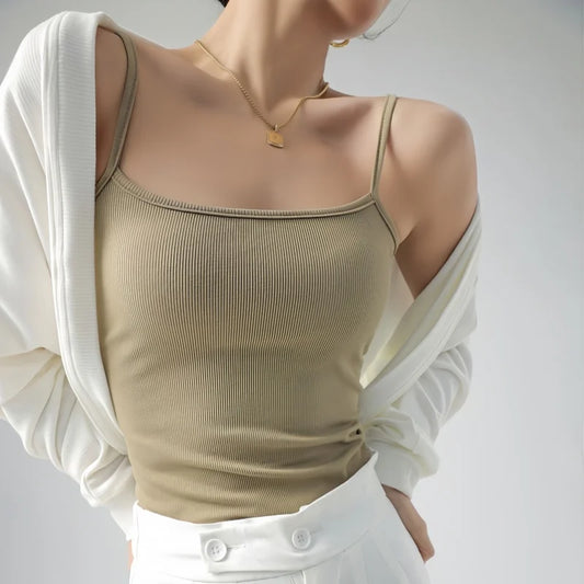 Hot New Solid Color Sexy Tank Tops Soft Spaghetti Strap Crop Tops Summer Casual Camisole Sleeveless Basic Vest Summer Women Tops