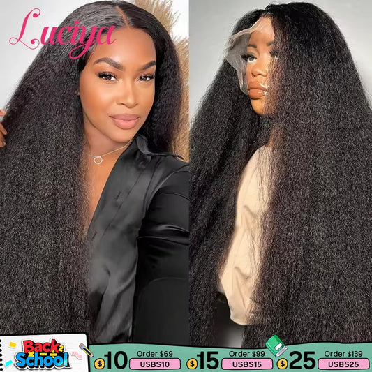 Kinky Straight Human Hair Wigs Ready To Wear 13x4/13x6 HD Lace Front Human Hair Wigs Yaki Frontal Lace Wig 5x5 Lace Closure Wigs