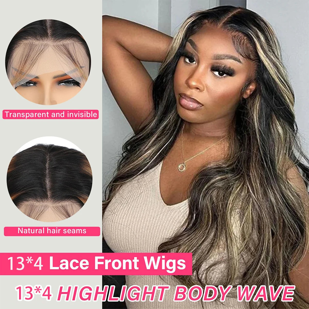 1B/27 Straight Highlight Wig Human Hair 30 Inch 13x4 HD Lace Frontal Wig 180 Density Natural Brazilian Hair Wig For Black Women