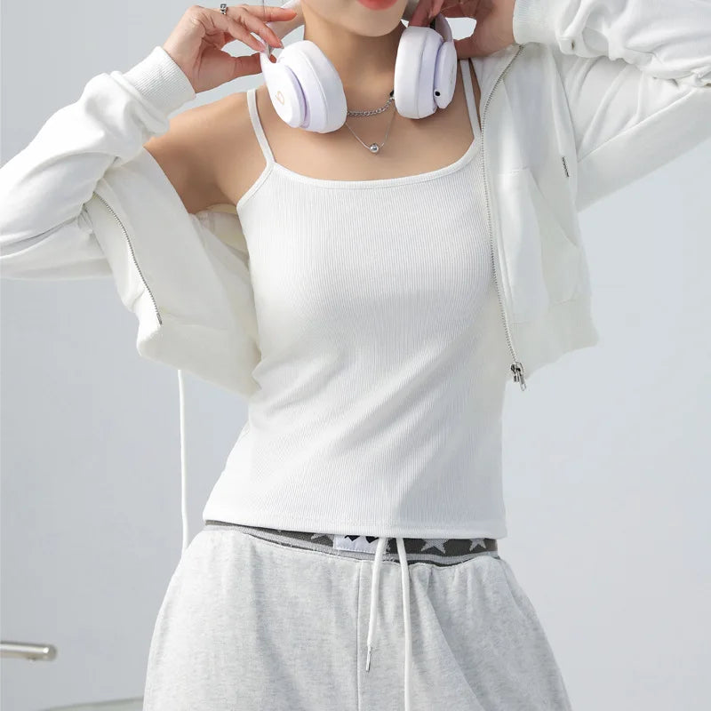 Hot New Solid Color Sexy Tank Tops Soft Spaghetti Strap Crop Tops Summer Casual Camisole Sleeveless Basic Vest Summer Women Tops
