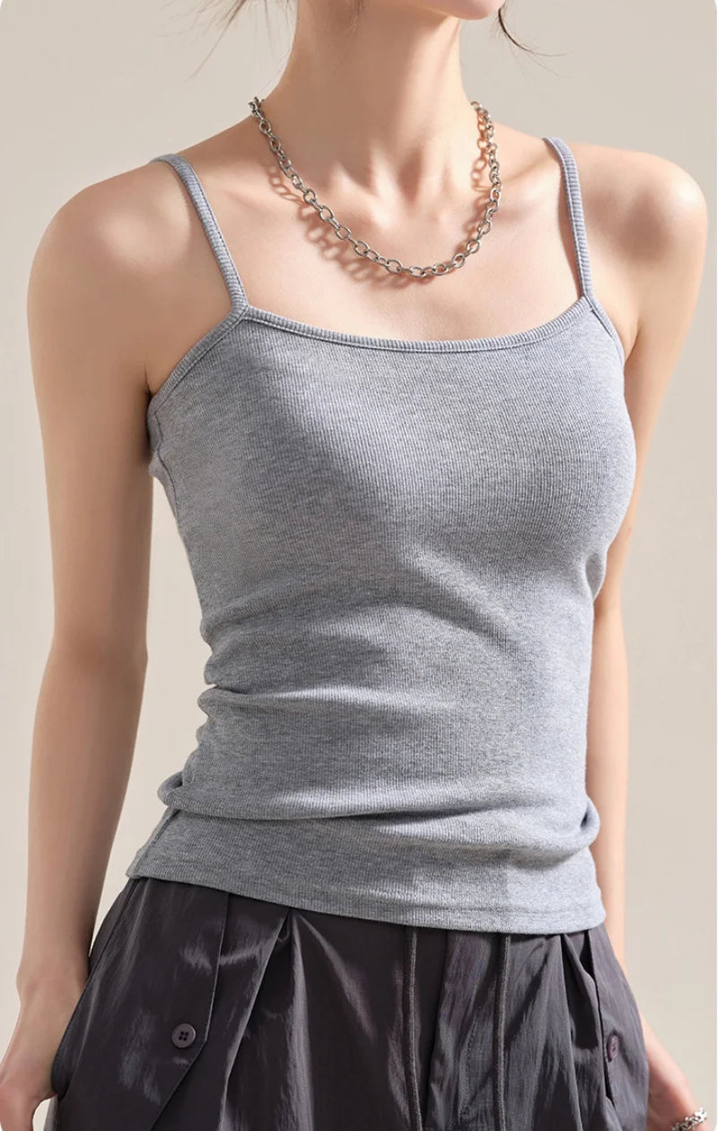 Hot New Solid Color Sexy Tank Tops Soft Spaghetti Strap Crop Tops Summer Casual Camisole Sleeveless Basic Vest Summer Women Tops