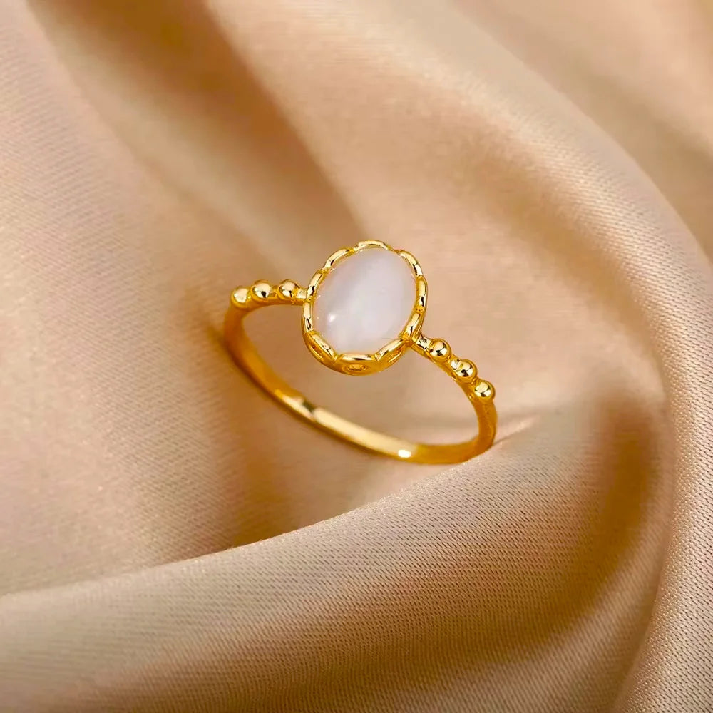 2025 Fashion Geometry Flower Rings For Women Gold Color Stainless Steel Finger Ring Trend Luxury Boho Aesthetic Jewelry