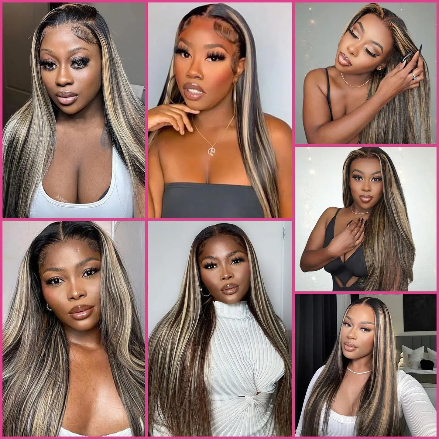 1B/27 Straight Highlight Wig Human Hair 30 Inch 13x4 HD Lace Frontal Wig 180 Density Natural Brazilian Hair Wig For Black Women