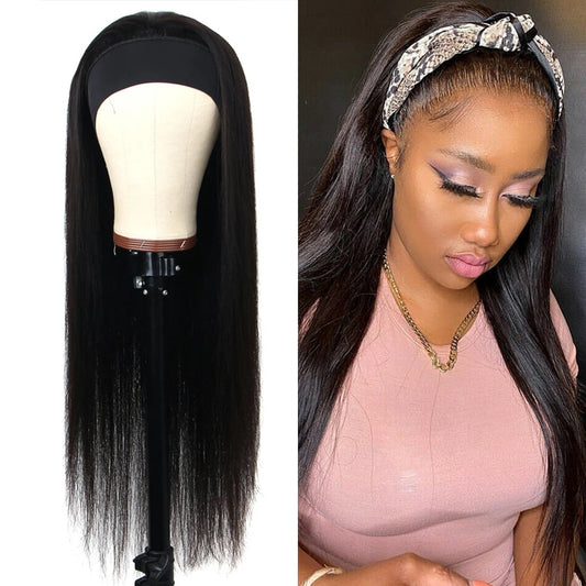 Straigh Human Hair Wigs For Women Natural Color Headband Human Hair Wigs Glueless Straight Human Hair Wigs Full Machine Made Wig