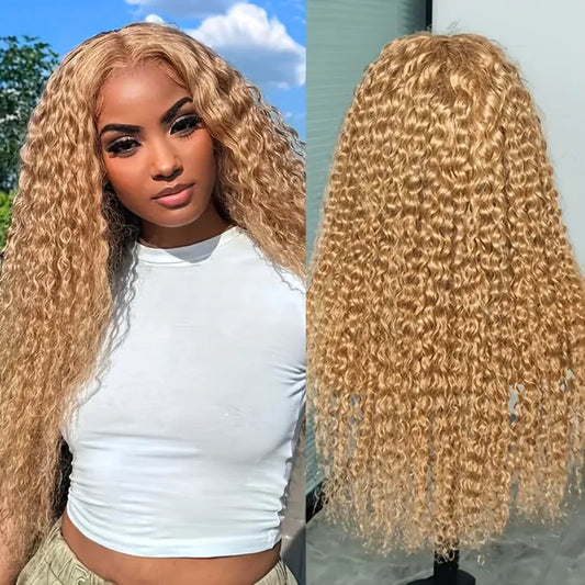 Curly Hair Honey Blonde Wig Human Hair 13X6 Hd Lace Frontal Wig 13X4 Deep Wave 30 Inch Lace Front Preplucked Brazilian Wigs
